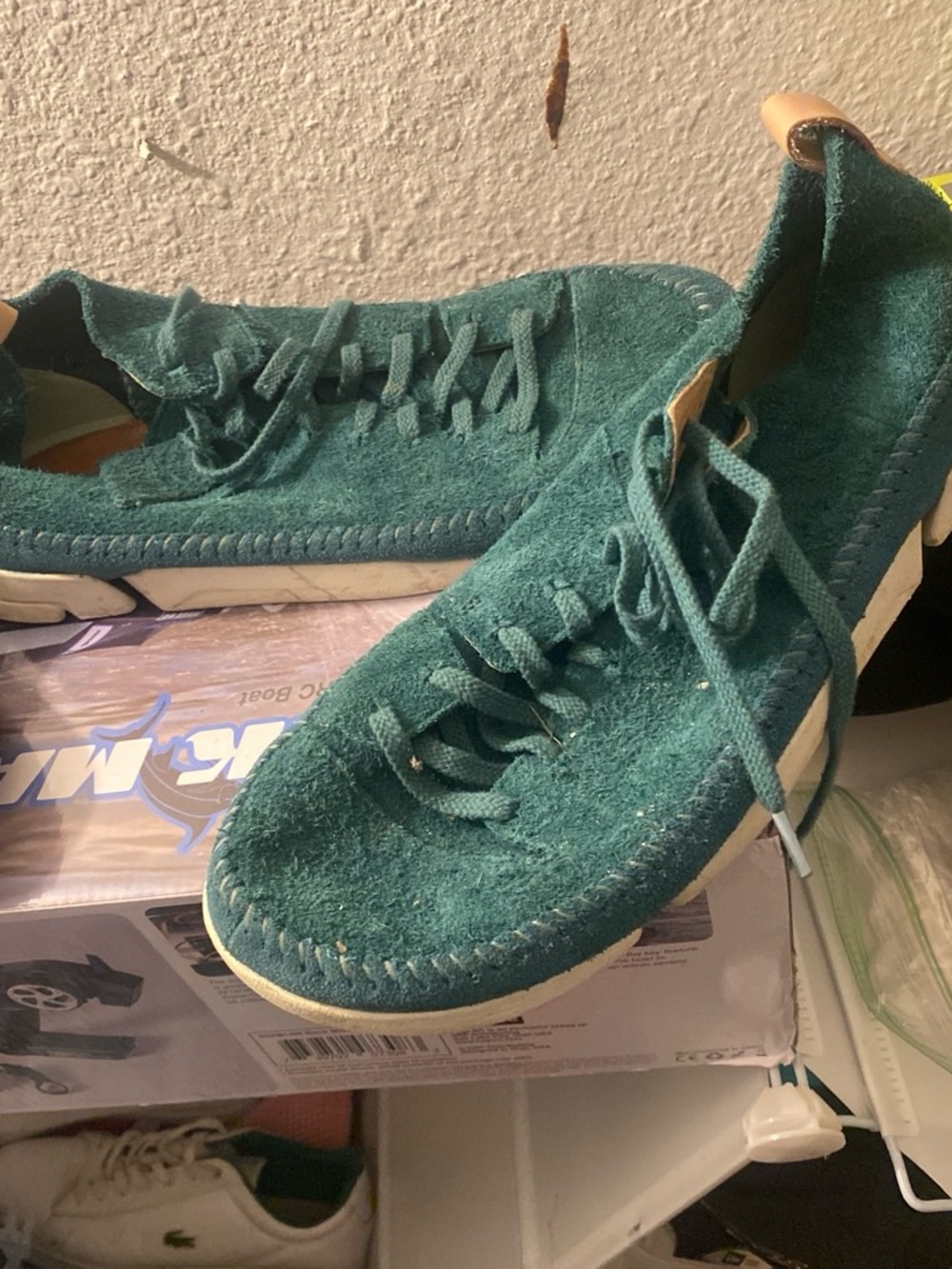 Clarks Teal Green Suede Moccasins for Kids